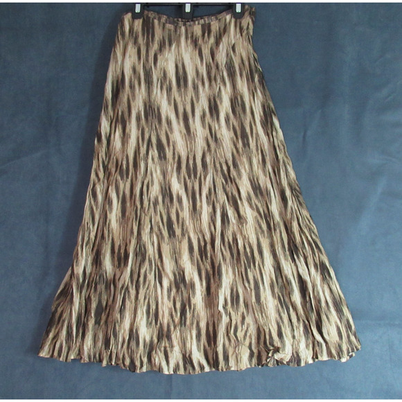 Chicos Skirt Womens Size 0.5 Brown Tan Graphic Maxi Work Preppy Modern Modest - Picture 1 of 7